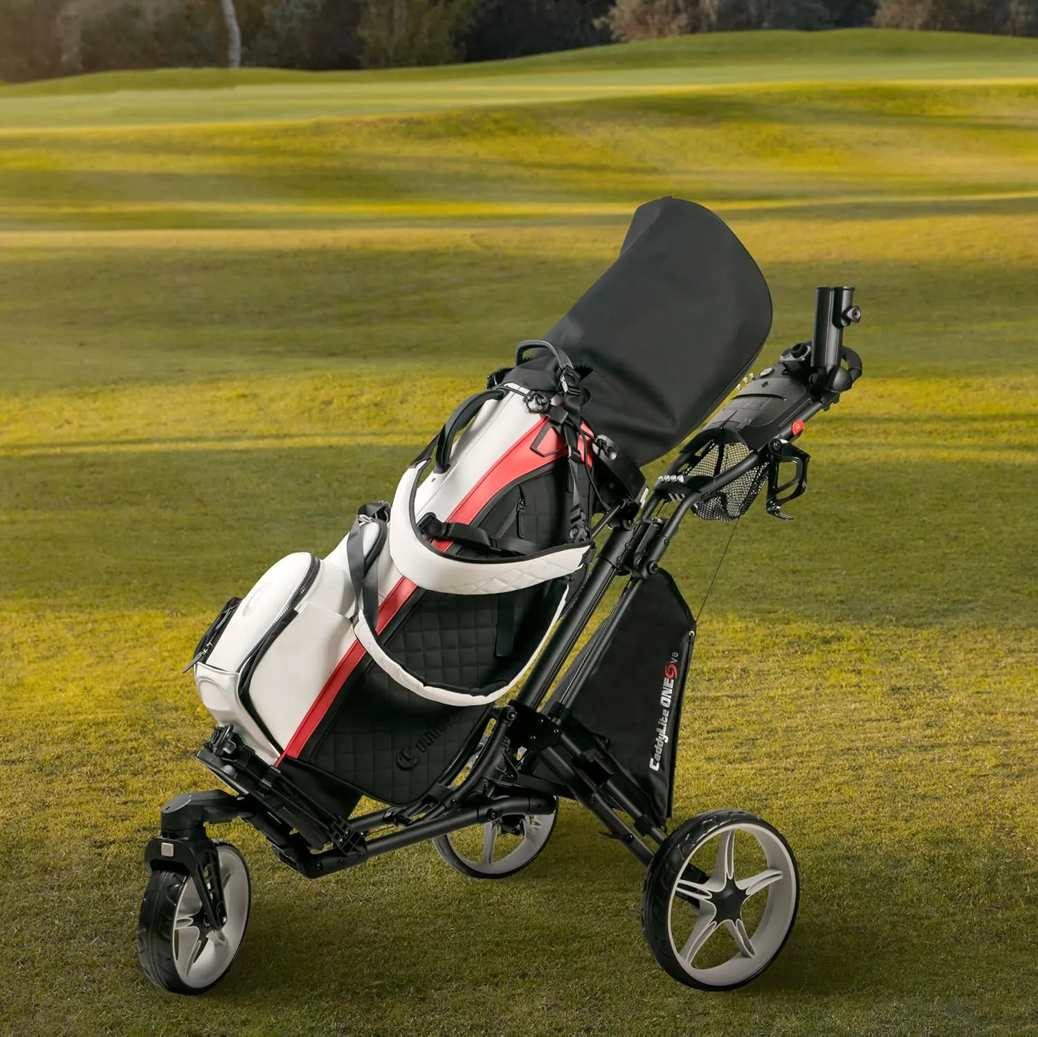 Caddytek CaddyLite One Swivel Version 8 Golf Push Cart Version 8 – 3-Wheel, 360° Swivel Front Wheel, One-Click Folding, Lightweight, Adjustable Handle
