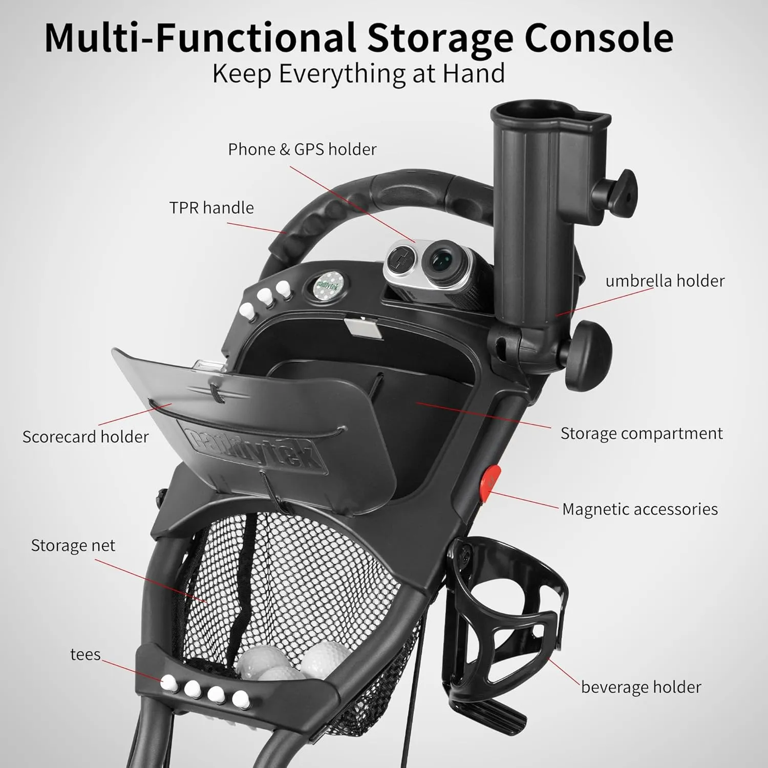 Caddytek CaddyLite One Swivel Version 8 Golf Push Cart Version 8 – 3-Wheel, 360° Swivel Front Wheel, One-Click Folding, Lightweight, Adjustable Handle