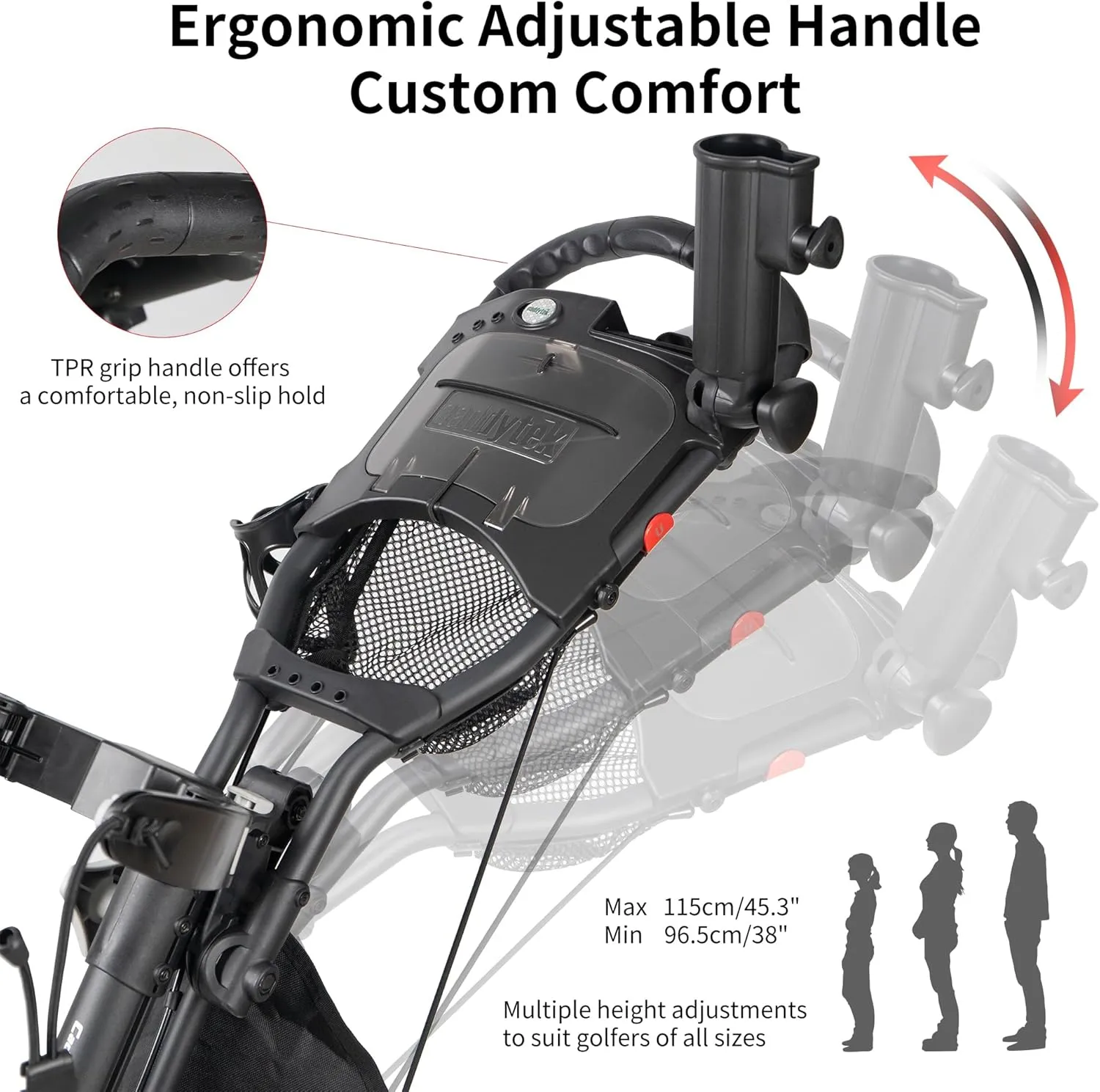 Caddytek CaddyLite One Swivel Version 8 Golf Push Cart Version 8 – 3-Wheel, 360° Swivel Front Wheel, One-Click Folding, Lightweight, Adjustable Handle