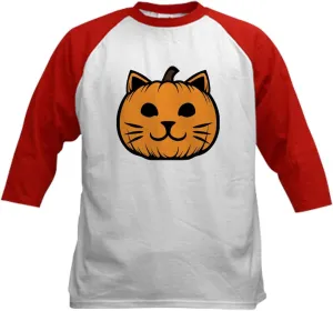 CafePress Cat Jack O Lantern Pumpkin Kids Baseball T Shirt Kids Cotton Baseball Jersey, 3/4 Raglan Sleeve Shirt