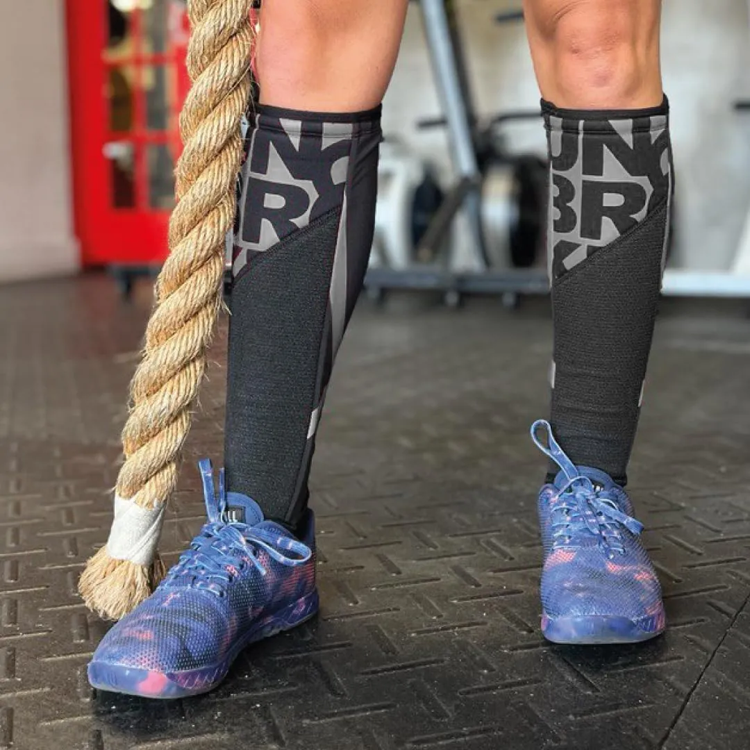 Calf Compression Sleeve Men and women Pro Gray Reflective 7mm neoprene, Running, Deadlift, Rope Climb, Pair