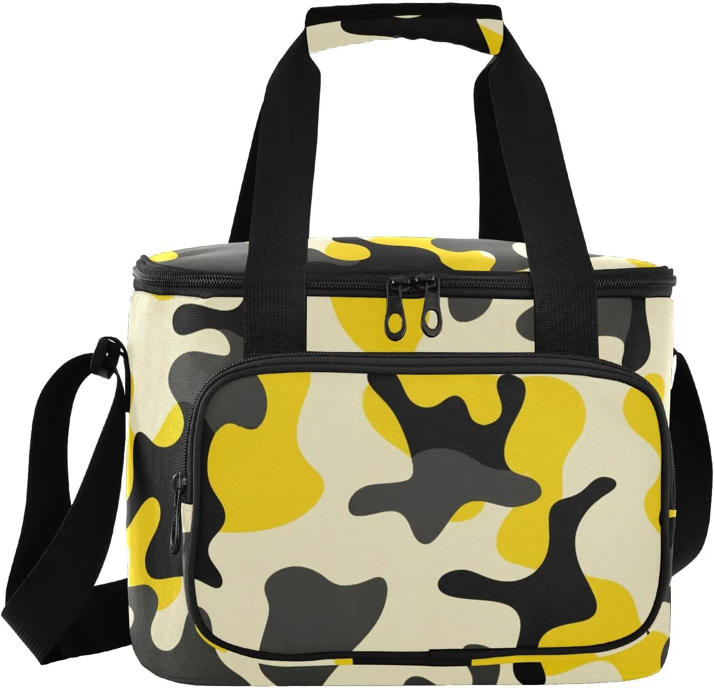 Camouflageyellow Insulated Cooler Bag for Women Men Leakproof 24 Can Camping Car Coolers for Travel Outdoors Trip