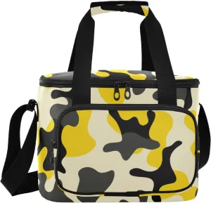 Camouflageyellow Insulated Cooler Bag for Women Men Leakproof 24 Can Camping Car Coolers for Travel Outdoors Trip