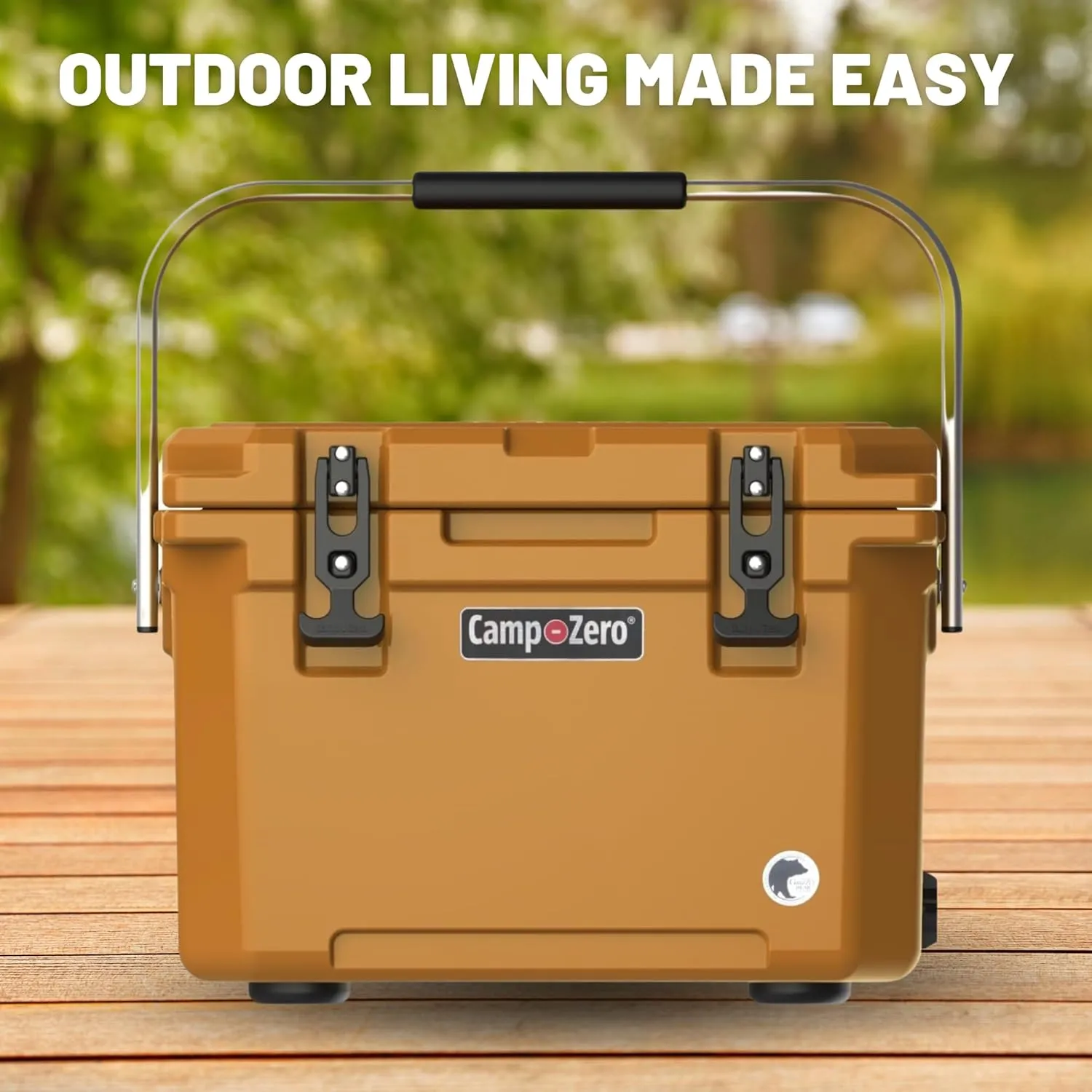 CAMP-ZERO 21 Quart Rotomolded Hard Cooler - Insulated Ice Chest with 4 Cup Holders - Bear-Proof Travel Ice Box for Beverage, Drink, BBQ, Fishing, Camping, Outdoor