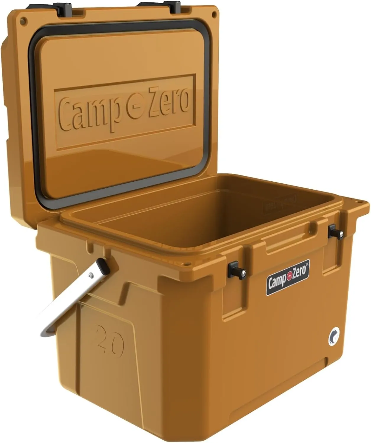 CAMP-ZERO 21 Quart Rotomolded Hard Cooler - Insulated Ice Chest with 4 Cup Holders - Bear-Proof Travel Ice Box for Beverage, Drink, BBQ, Fishing, Camping, Outdoor