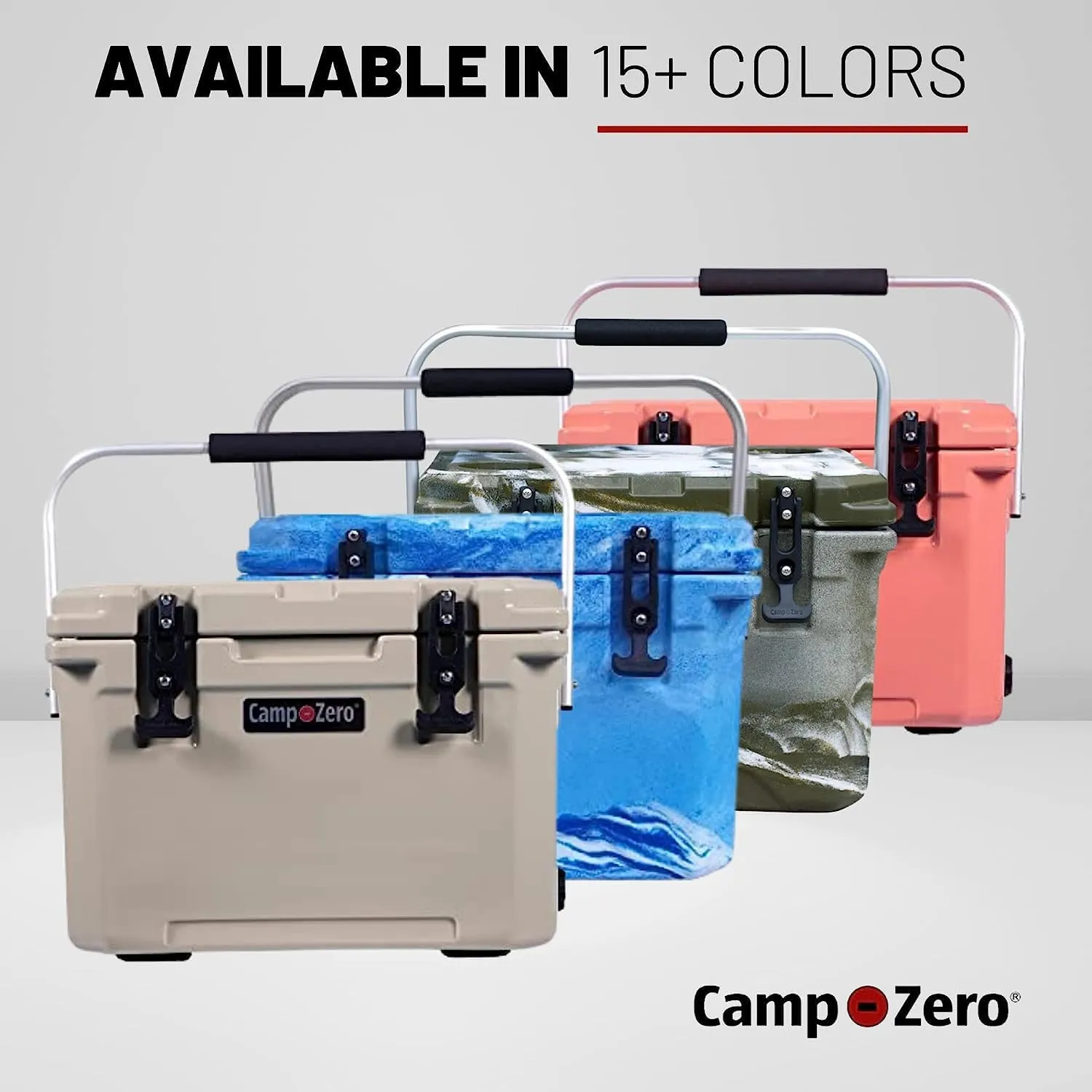 CAMP-ZERO 21 Quart Rotomolded Hard Cooler - Insulated Ice Chest with 4 Cup Holders - Bear-Proof Travel Ice Box for Beverage, Drink, BBQ, Fishing, Camping, Outdoor