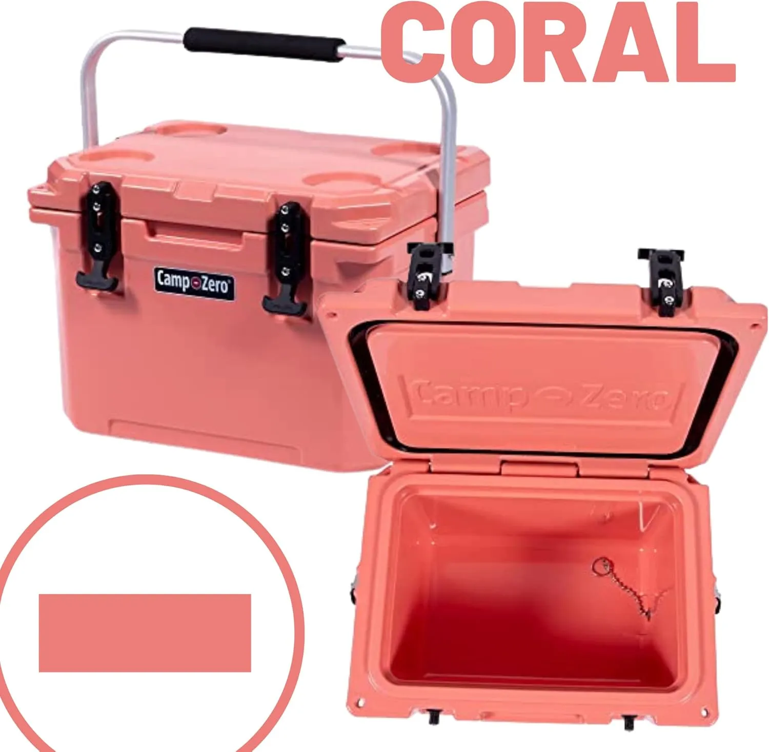 CAMP-ZERO 21 Quart Rotomolded Hard Cooler - Insulated Ice Chest with 4 Cup Holders - Bear-Proof Travel Ice Box for Beverage, Drink, BBQ, Fishing, Camping, Outdoor