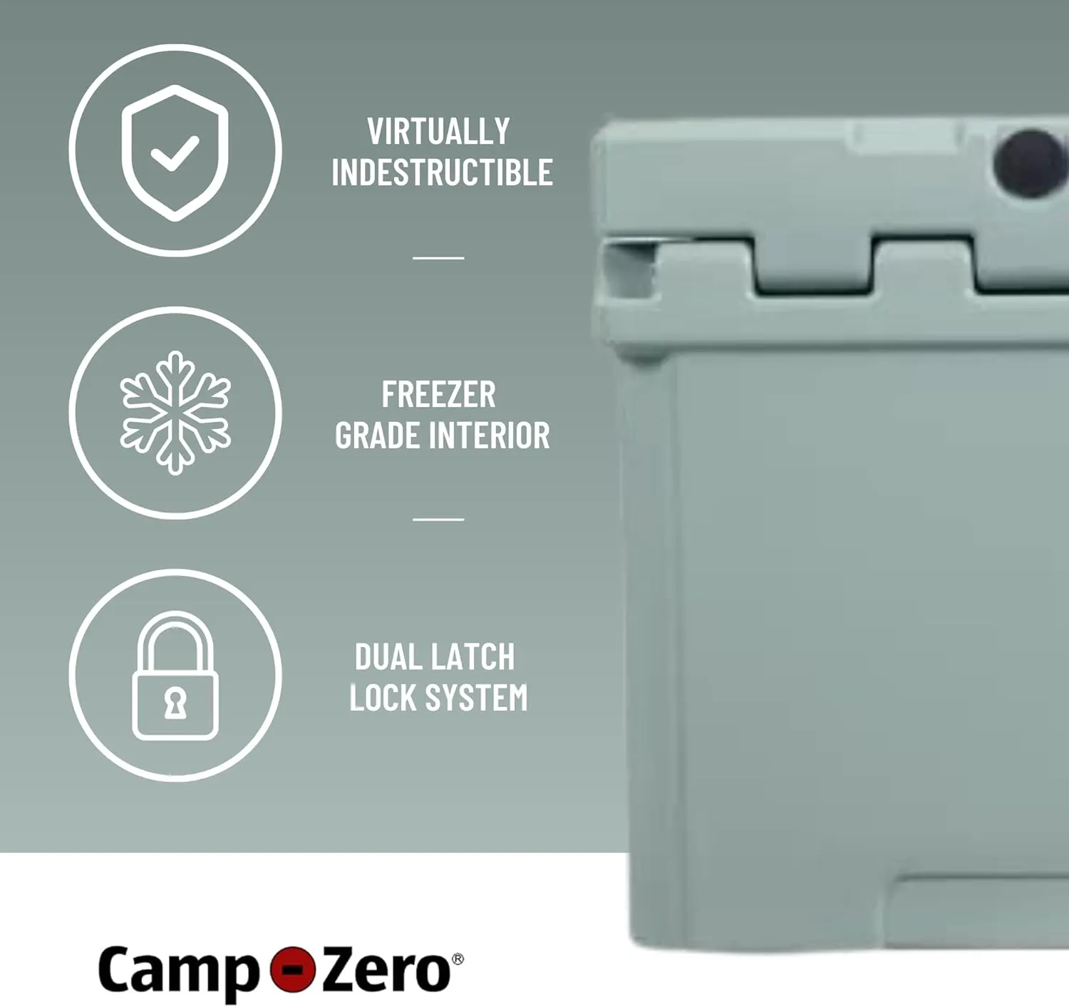 CAMP-ZERO 40L-42 Quart Hard Cooler Ice Chest, Perfect for Drinks, Beach, Picnics, Boating, Hunting, Camping and Travel with 4 Molded-in Cup Holders and Comfort Grip Handles
