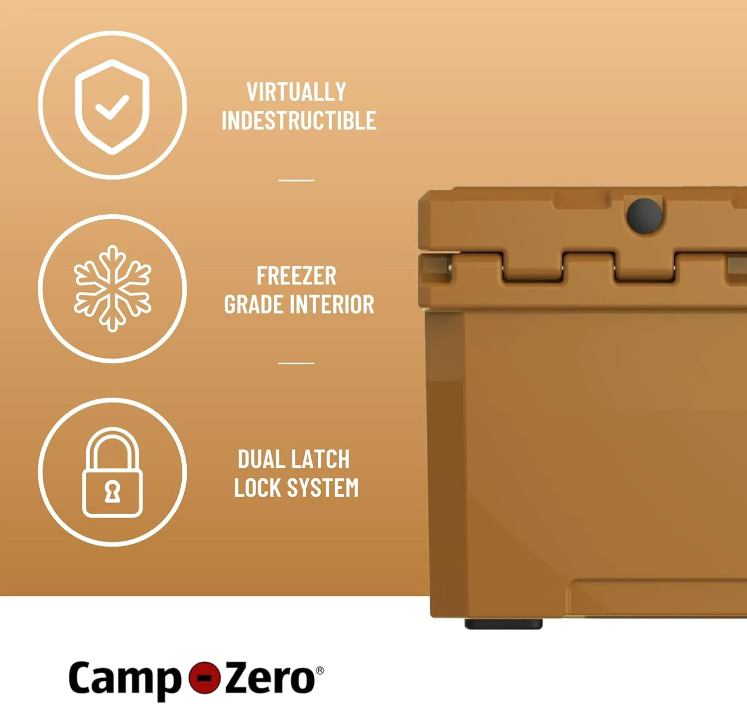 CAMP-ZERO 40L-42 Quart Hard Cooler Ice Chest, Perfect for Drinks, Beach, Picnics, Boating, Hunting, Camping and Travel with 4 Molded-in Cup Holders and Comfort Grip Handles