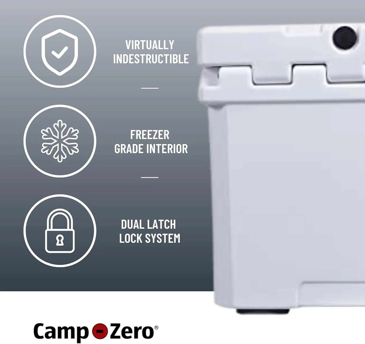 CAMP-ZERO 40L-42 Quart Hard Cooler Ice Chest, Perfect for Drinks, Beach, Picnics, Boating, Hunting, Camping and Travel with 4 Molded-in Cup Holders and Comfort Grip Handles