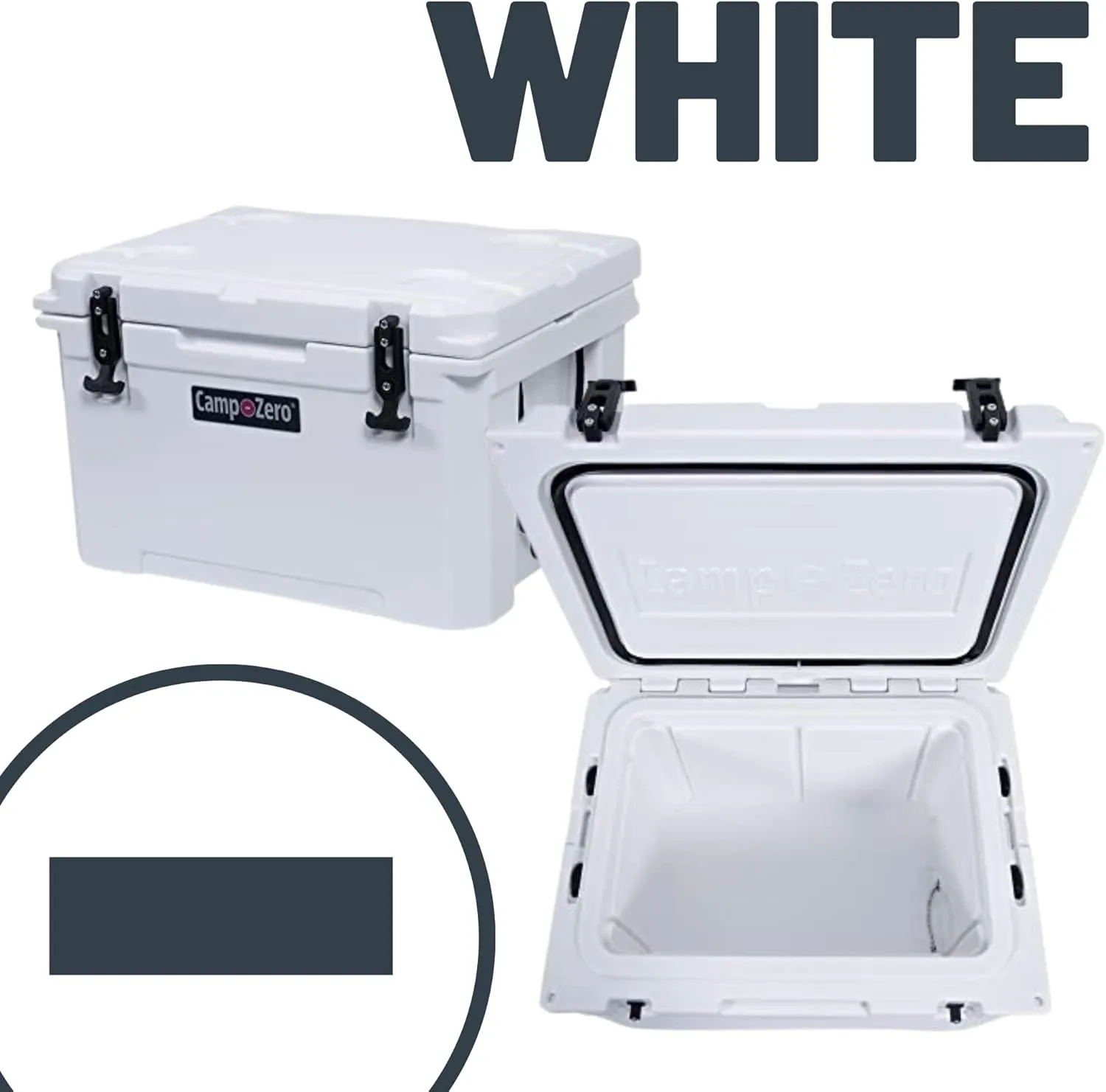 CAMP-ZERO 40L-42 Quart Hard Cooler Ice Chest, Perfect for Drinks, Beach, Picnics, Boating, Hunting, Camping and Travel with 4 Molded-in Cup Holders and Comfort Grip Handles
