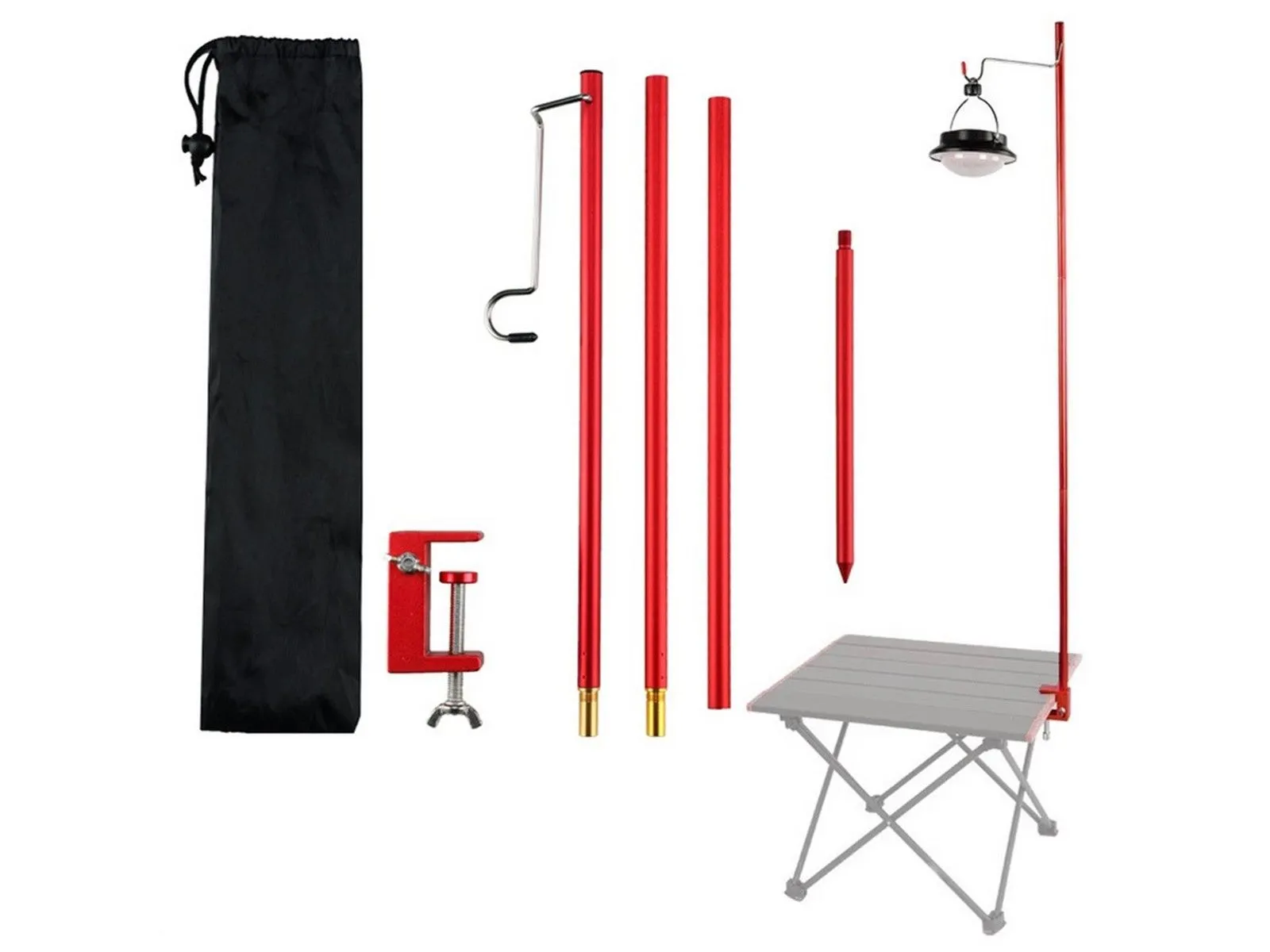 Camping Aluminium Collapsible with Stand Lantern and Slashed prices Stake Red Budget-conscious Alloy Hook