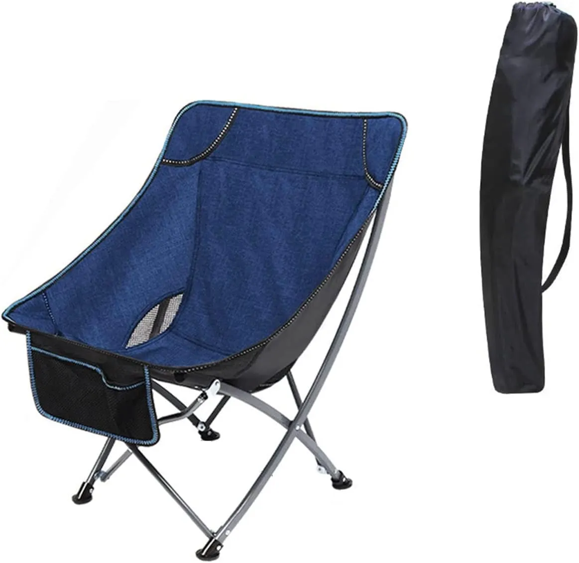 Camping Chair Folding Chairs Lawn Chairs Portable Folding Chair With Mesh Side Pocket Backrest Stool Camping Backpacking Chair For Fishing Beach Travel Picnic Folding Chair Camp Chair Moon Chair ( Col