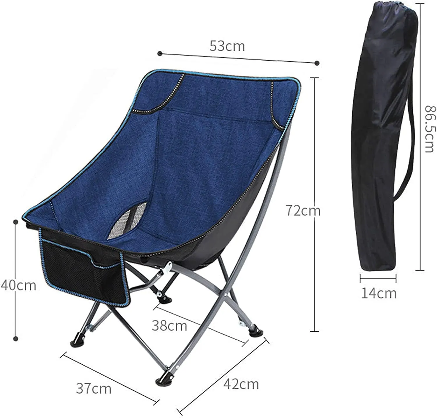 Camping Chair Folding Chairs Lawn Chairs Portable Folding Chair With Mesh Side Pocket Backrest Stool Camping Backpacking Chair For Fishing Beach Travel Picnic Folding Chair Camp Chair Moon Chair ( Col