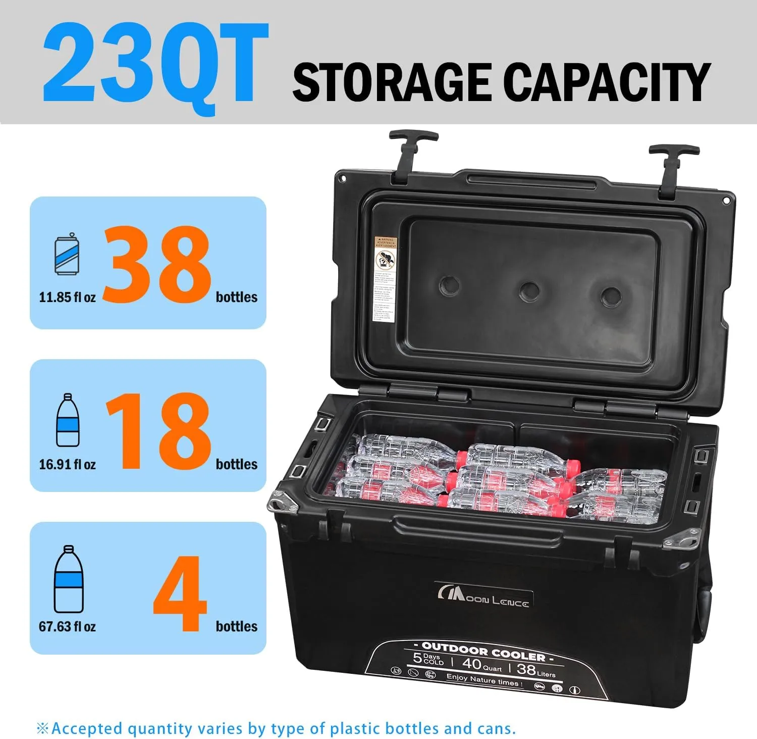 Camping Cooler 23/38 litres Hard Cooler Box, Cold for 5 Days