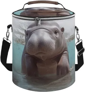 Camping Cooler Bag, Cute Hippo Print Portable Ice Pack Outdoor Cooler Bag Picnic Cooler Bag Foldable Cooler Bag, style