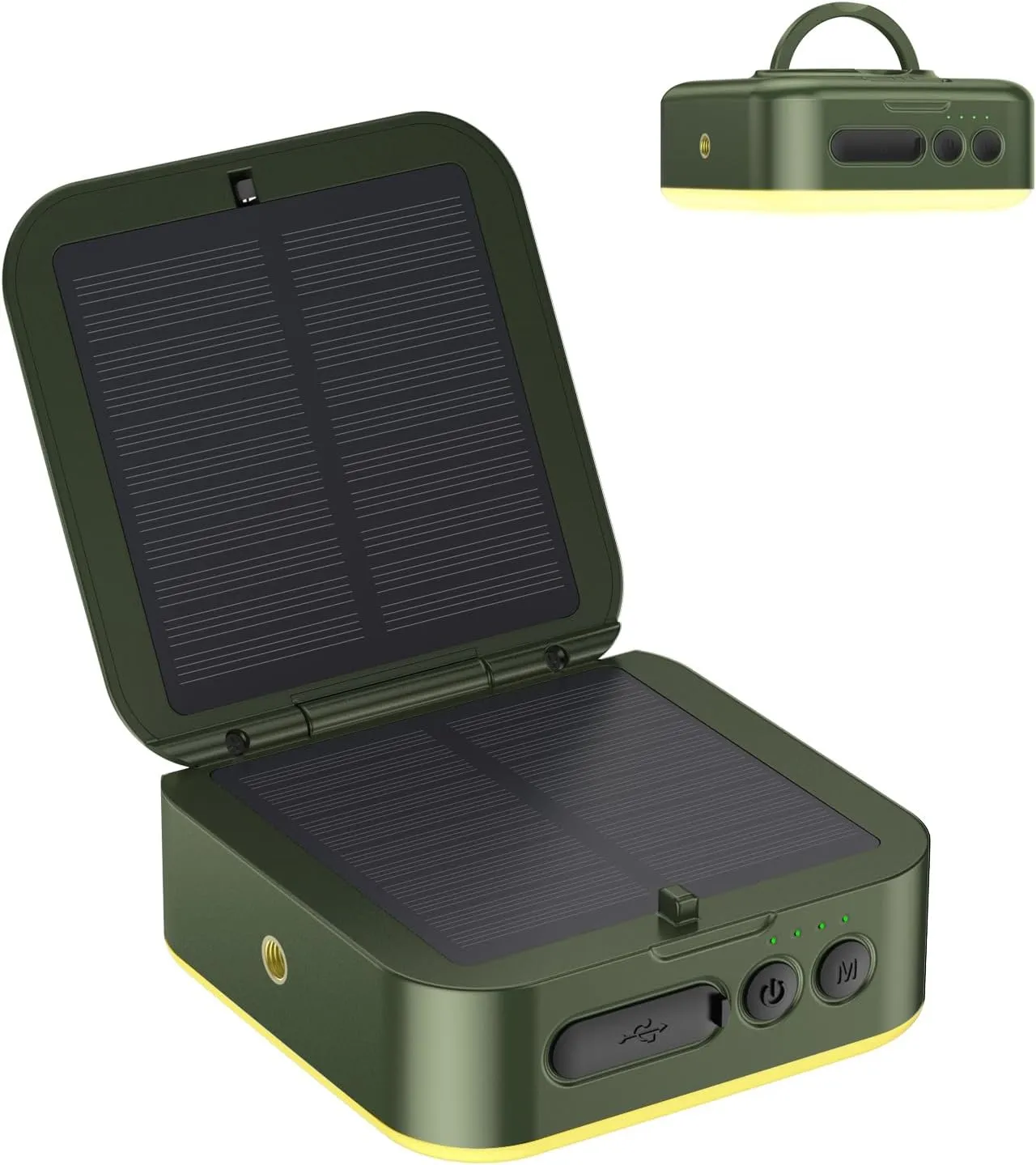 Camping Lantern - Collapsible Solar LED Lamp, 5200mAh Solar/USB Rechargeable, 1000LM, 5 Light Modes, Outdoor IPX4 Waterproof - Portable Emergency Light （Green）