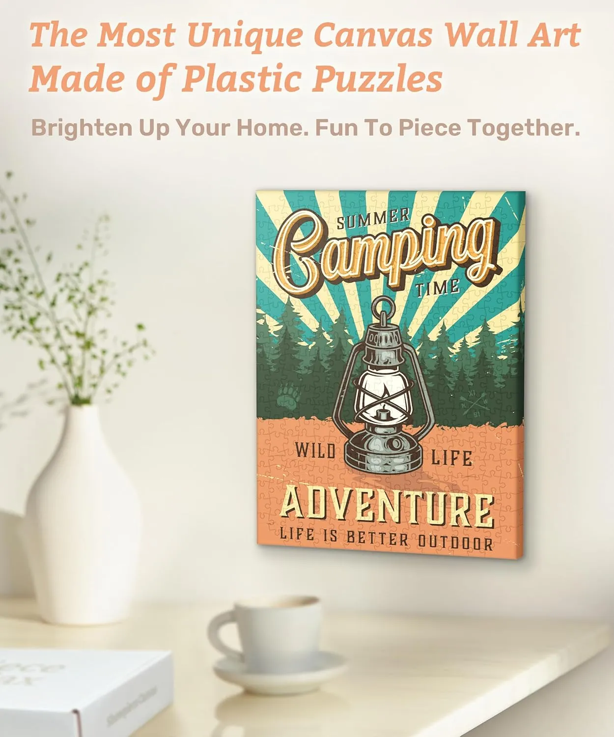 Canvas Wall Art Puzzles for Adults - Retro Poster - Camping Lantern Unique Gift & Home Décor with Plastic Jigsaw Puzzle Artwork for Living Room Bedroom [HN1275]
