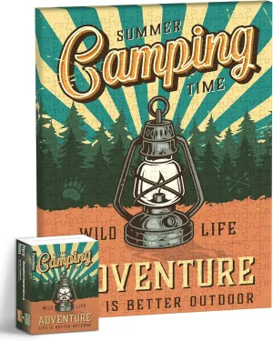 Canvas Wall Art Puzzles for Adults - Retro Poster - Camping Lantern Unique Gift & Home Décor with Plastic Jigsaw Puzzle Artwork for Living Room Bedroom [HN1275]
