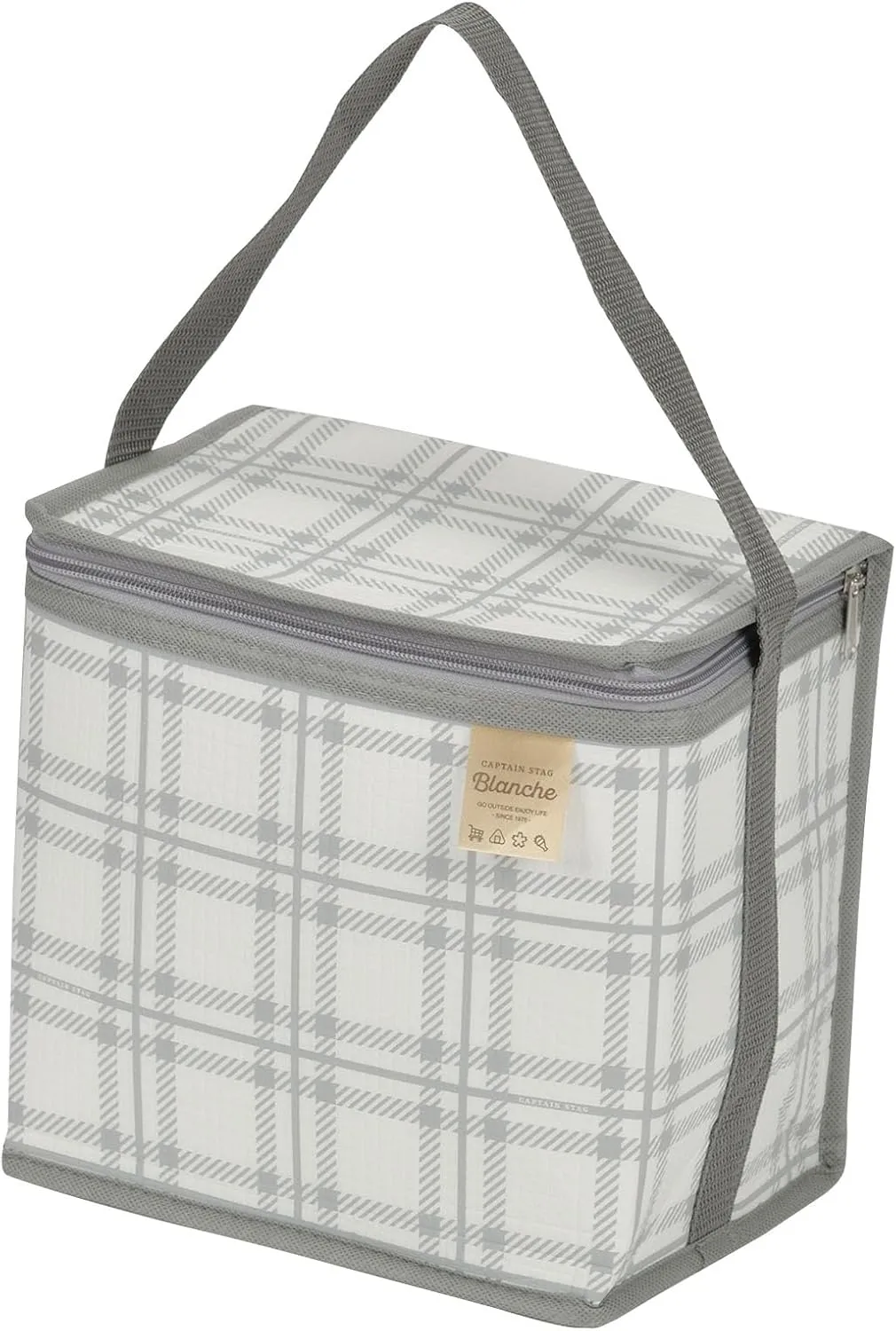 Captain Stag UT-521/UT-522/UT-523/UT-524 Cooler Bag, Foldable and Storeable [Capacity 4L/8L/10L] Gray/Checkered Blanche