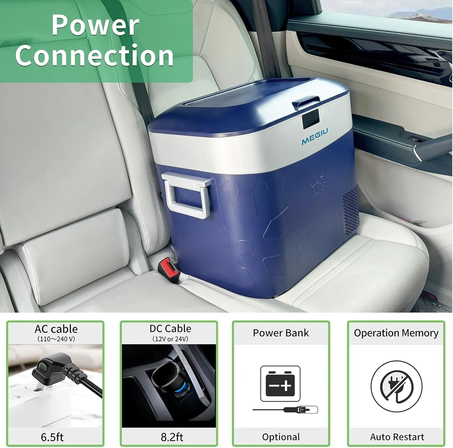 Car Refrigerator Portable Car Fridge 12V Refrigerator 23 Quart (22 Liter) Freezer Compressor Cooler 12V/24V DC 110～240 V AC for Outdoor Camping Travel Home Use -18℃~ 15℃ (Blue)