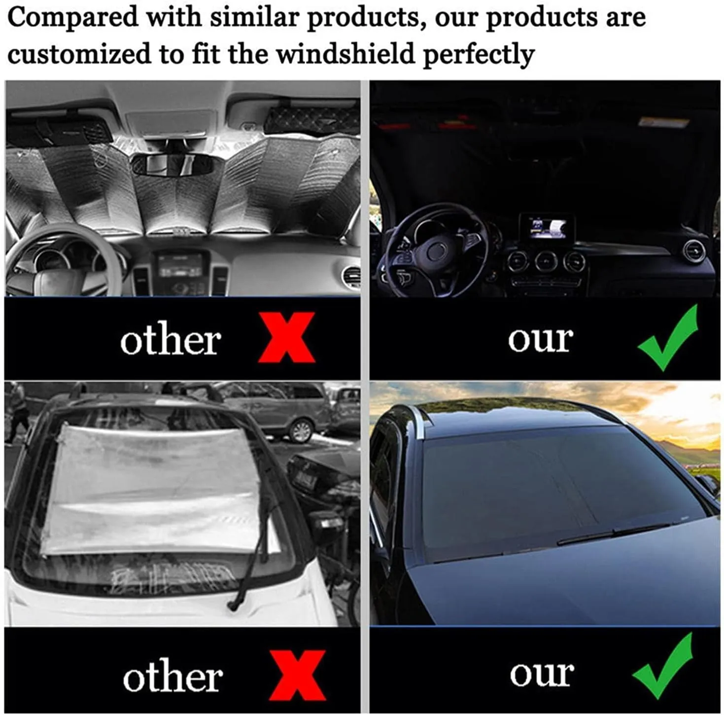 Car Windshield Sun Shade for Excelle GT Hatchback 2007-2015, Foldable Portable Car Universal Shade Umbrella, Block UV Rays, Keep Cool and Protect Interior,Silver