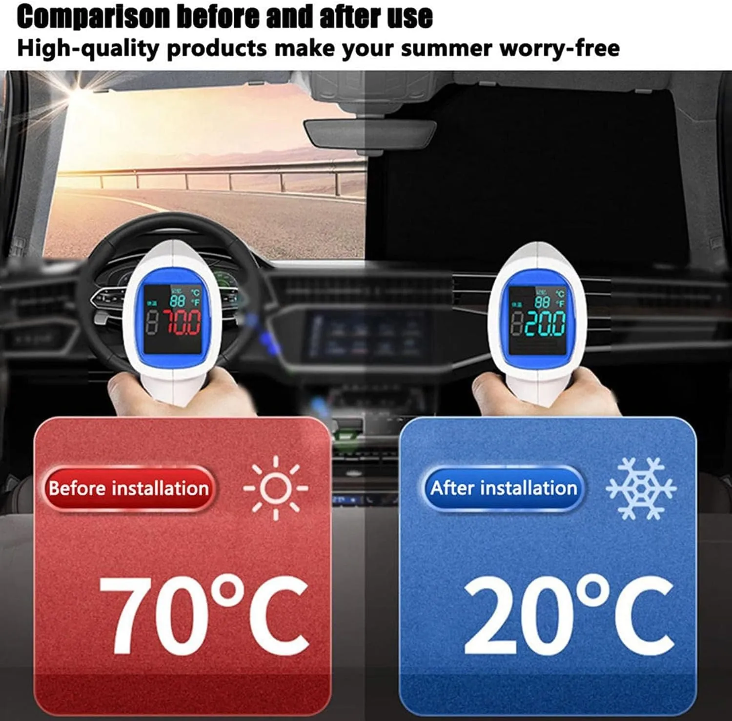 Car Windshield Sun Shade for Excelle GT Hatchback 2007-2015, Foldable Portable Car Universal Shade Umbrella, Block UV Rays, Keep Cool and Protect Interior,Silver