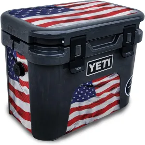 Carbon Fiber Skin Compatible with Yeti Roadie 15 Hard Cooler - American Flag - Premium 3M Vinyl Protective Wrap Decal Cover - Easy to Apply | Crafted in The USA by MightySkins