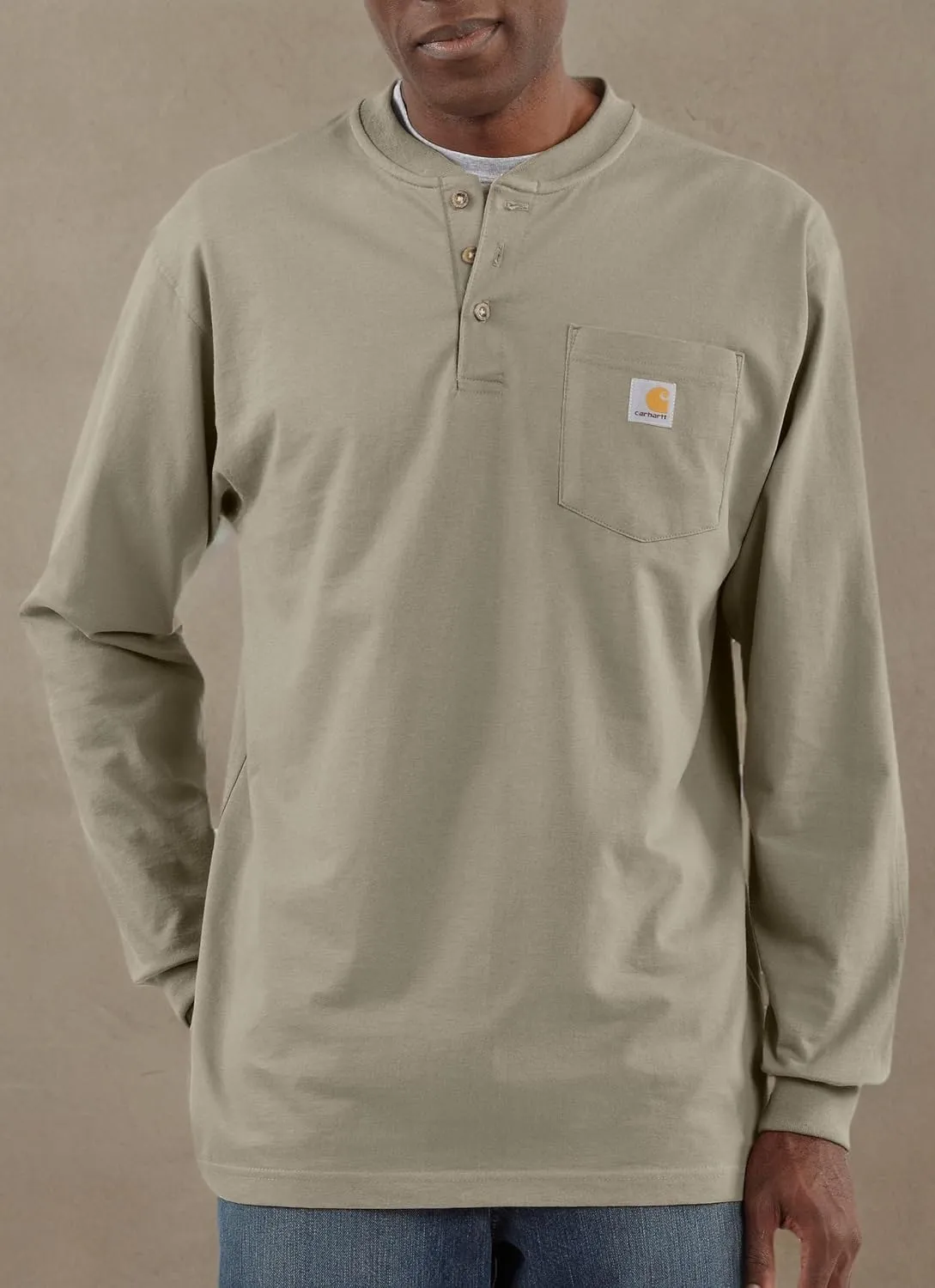Carhartt Men's Loose Fit Heavyweight Long-Sleeve Pocket Henley T-Shirt