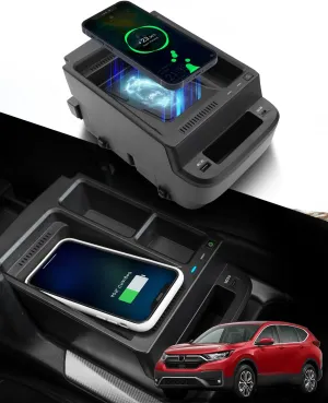 CarQiWireless Wireless Charger & Center Console Organizer for Honda CR-V (2017-2022) – Upgraded Interior Car Accessory with USB Ports, Fast Wireless Charging, and Extra Storage