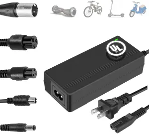 Carsty 42V Electric Scooter Charger UL Certified for 36V Lithium Battery 5 Plugs, Compatible with Gotrax, Jetson, Razor, Voyage, ninebot,Swagtron,Bird,Segway Electric Bike Scooters Ebikes