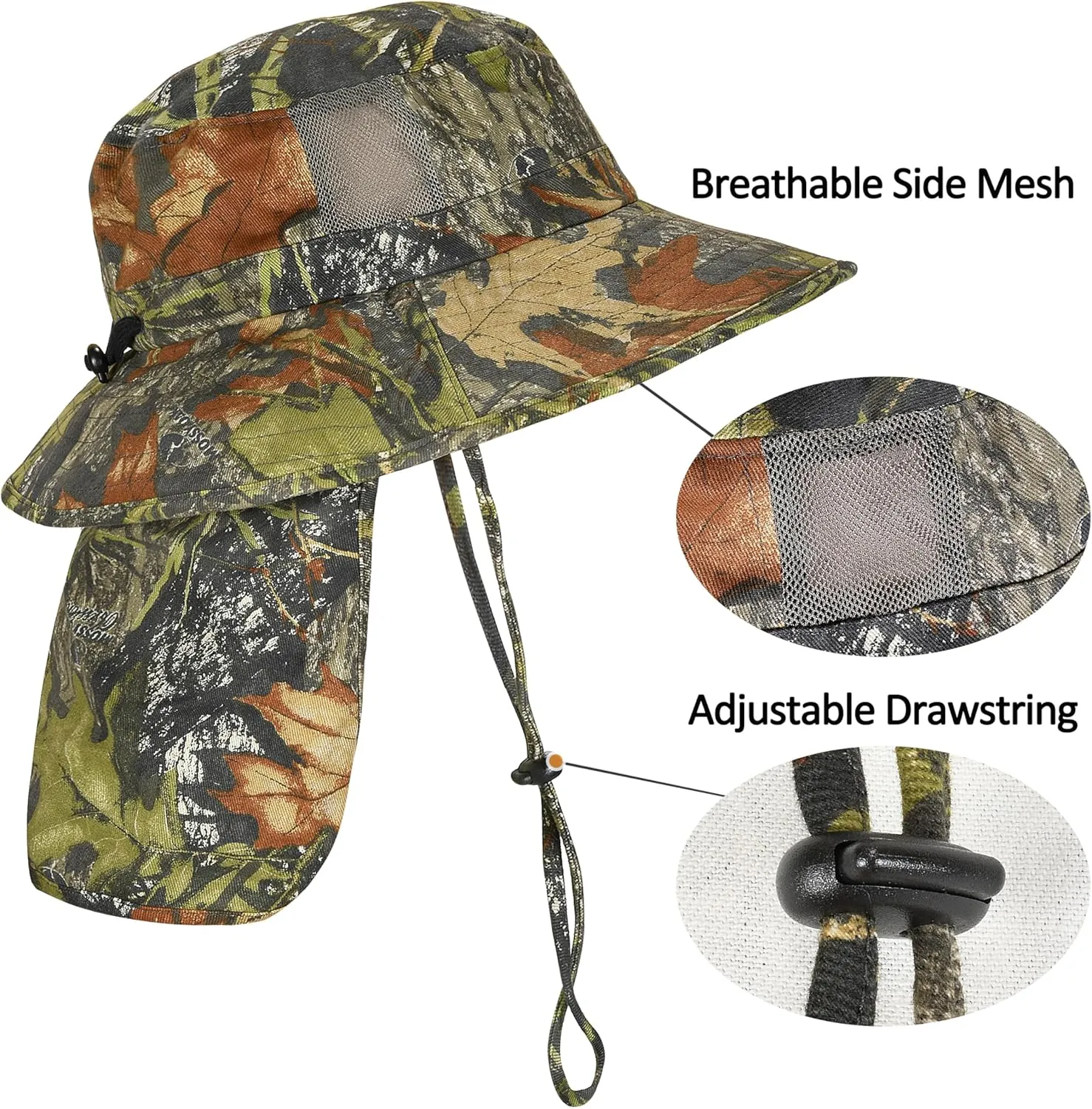 Catalonia Sun Hat for Men,Outdoor Wide Brim Hat with Neck Flap Cover for Fishing Hiking Safari Gardening