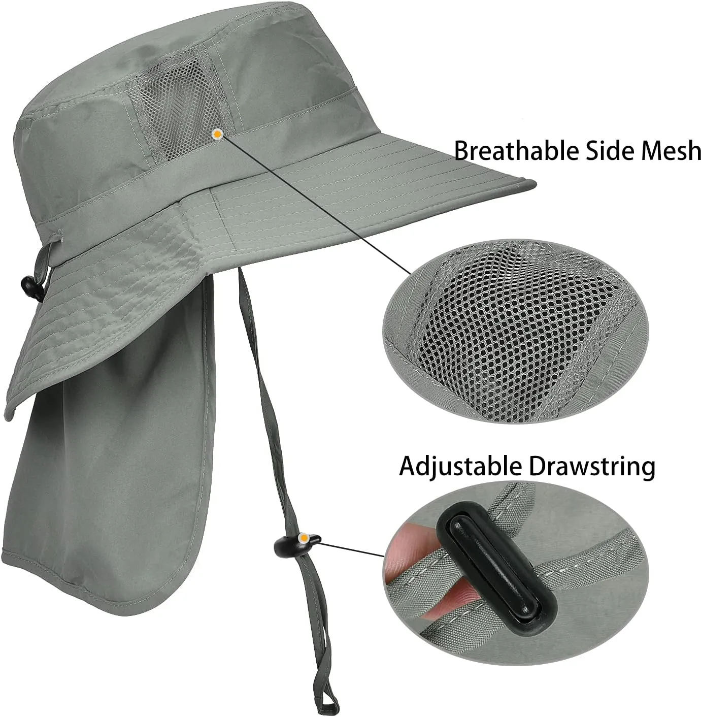 Catalonia Sun Hat for Men,Outdoor Wide Brim Hat with Neck Flap Cover for Fishing Hiking Safari Gardening