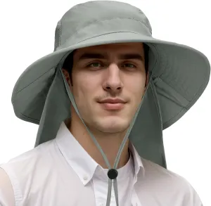 Catalonia Sun Hat for Men,Outdoor Wide Brim Hat with Neck Flap Cover for Fishing Hiking Safari Gardening