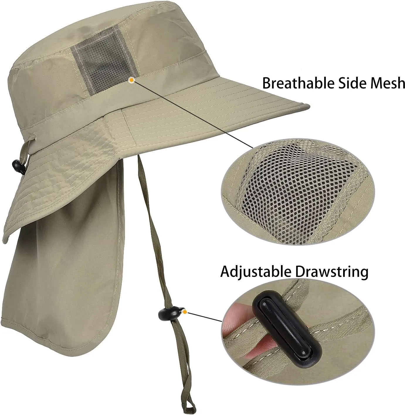 Catalonia Sun Hat for Men,Outdoor Wide Brim Hat with Neck Flap Cover for Fishing Hiking Safari Gardening