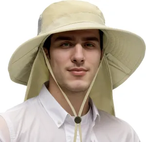 Catalonia Sun Hat for Men,Outdoor Wide Brim Hat with Neck Flap Cover for Fishing Hiking Safari Gardening