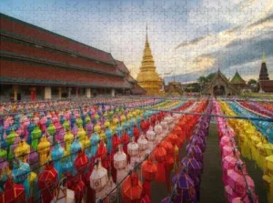 Challenging Puzzles for Adults 500 Pieces Jigsaw Puzzles Beautiful Colorful Lamp Festival and Lantern Jigsaw Puzzles, Educational Game Family Decoration Puzzle Game Toys Gift,Wall Decor