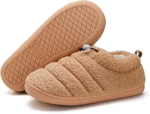 ChayChax Women Men Fuzzy Curly Loafer Slippers Memory Foam Adjustable Closed Back House Shoes with Fleece Lining for Indoor Outdoor
