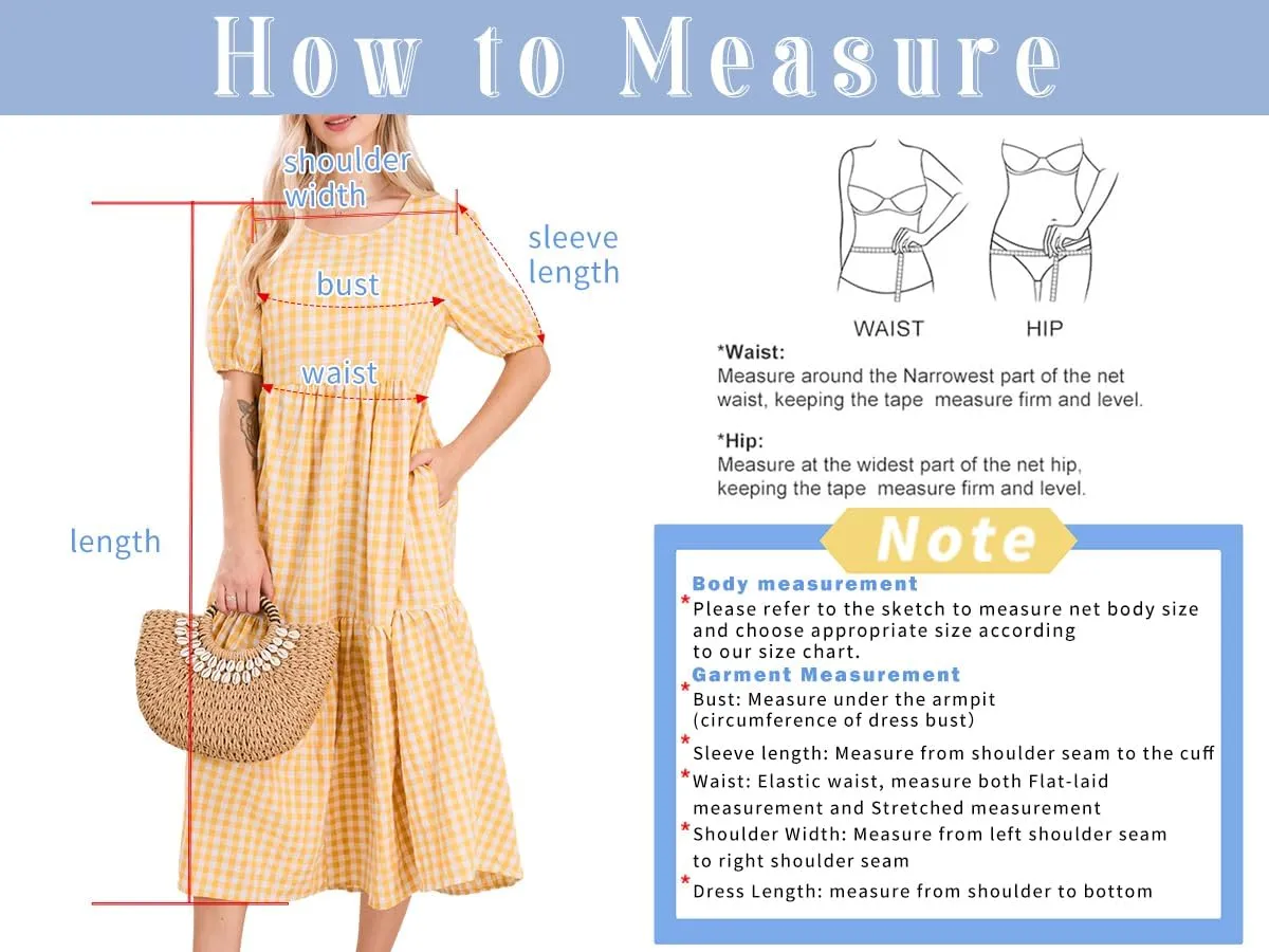 chouyatou Women's Retro Lantern Puff Sleeve Plaid Dress Gingham Swing Tiered Midi Long Dress