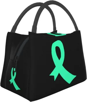 Chronic Illness Awareness Ribbon Lunch Box Large Portable Collapsible Insulated Cooler Lunch Tote for Men Women40, Black