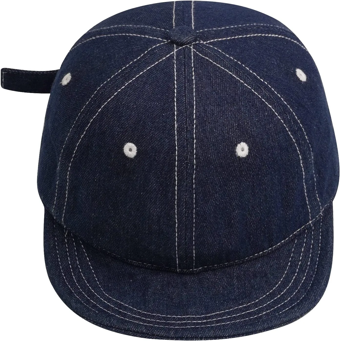 Clakllie Stylish Short Bill Hat Denim Baseball Cap Soft Flat Brim Snapback Hats Trucker Hat Casual Dad Hats Hip Hop Cadet Cap