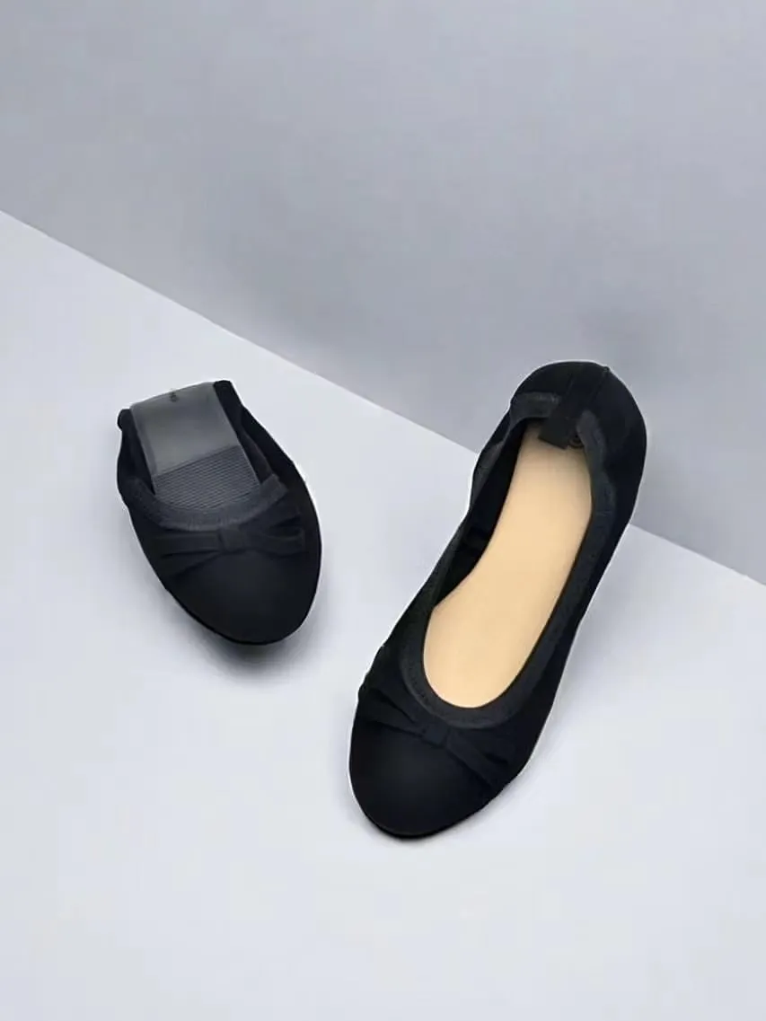 Classic Women's Egg Roll Slippers with Cute Bow Lightweight Ultra Thin Foldable House Shoes Soft Home Slippers Portable Flexible Comfort Footwear for Travel & Indoor Use
