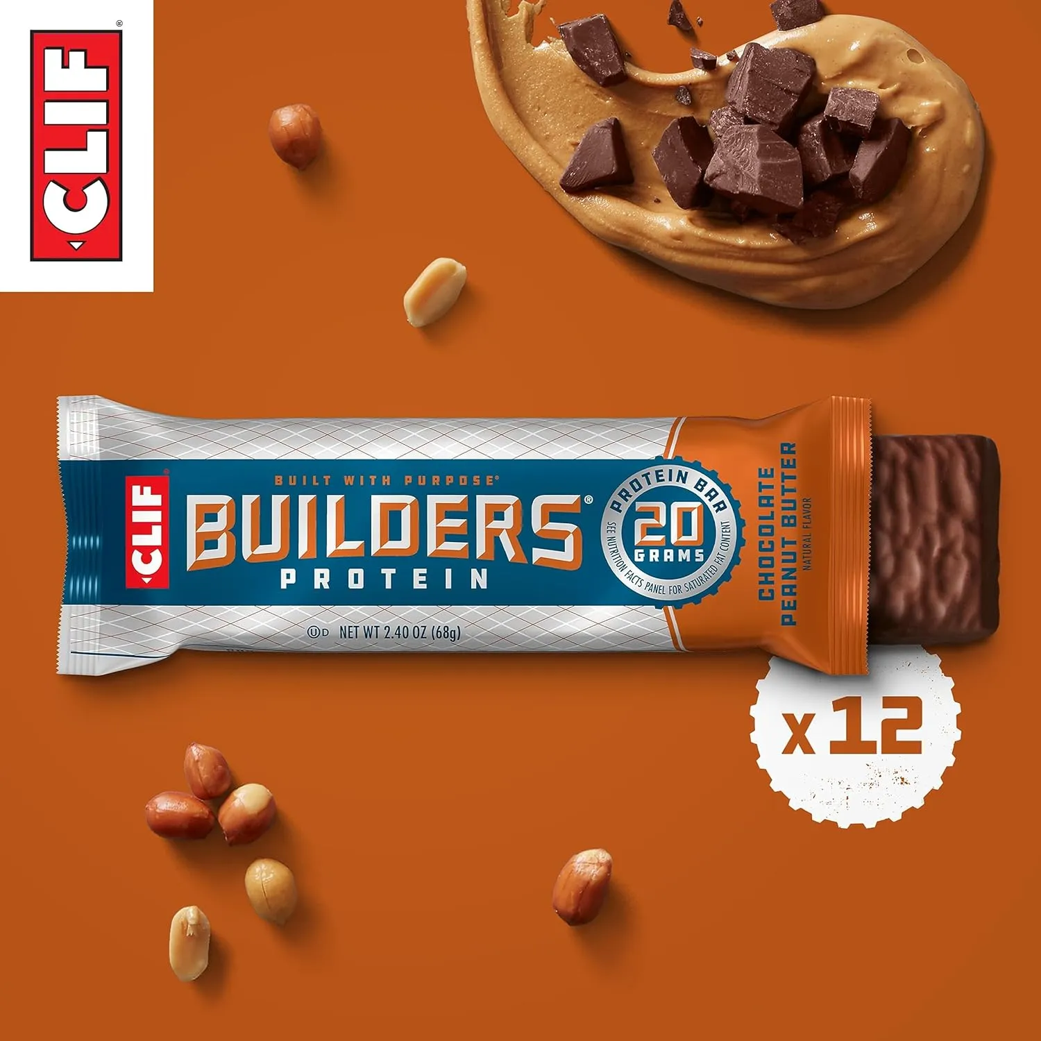 CLIF Builders - Chocolate Mint Flavor - Protein Bars - Gluten-Free - Non-GMO & Chocolate Peanut Butter Flavor - Protein Bars - Gluten-Free - Non-GMO - Low Glycemic - 20g Protein - 2.4 oz. (24 Count)