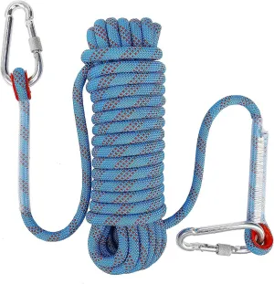 Climbing Rope With Static Safety Carabiner 10mm Polyester Rescue Mountaineering