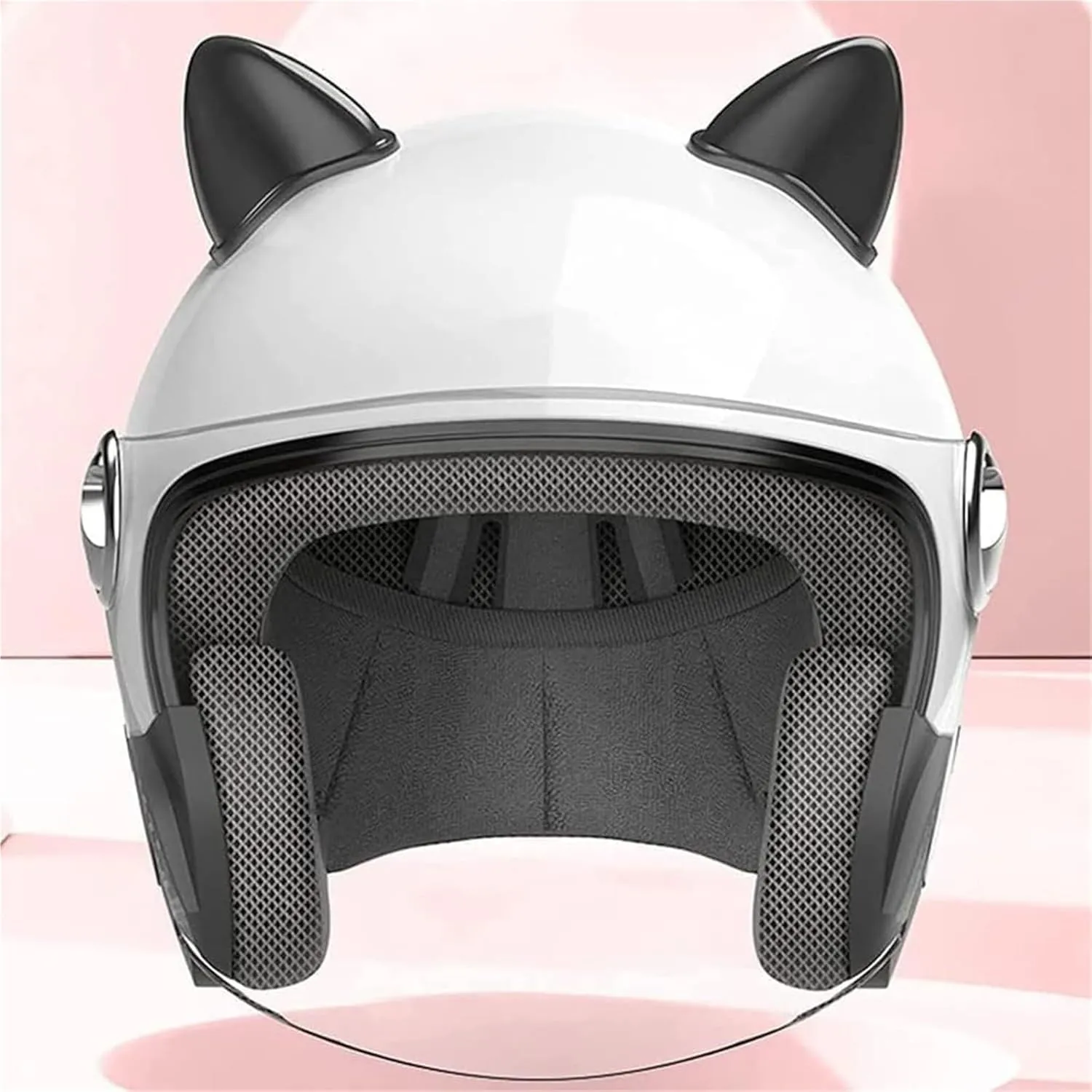 Cool Cat Ear Electric Motorcycle Vespa Half Helmet with Visor Retro 3/4 Open Face Dirt-Bike Helmet Scooter Moped Street Jet Helmet,DOT Approved Quick Release Riding ATV Helmet