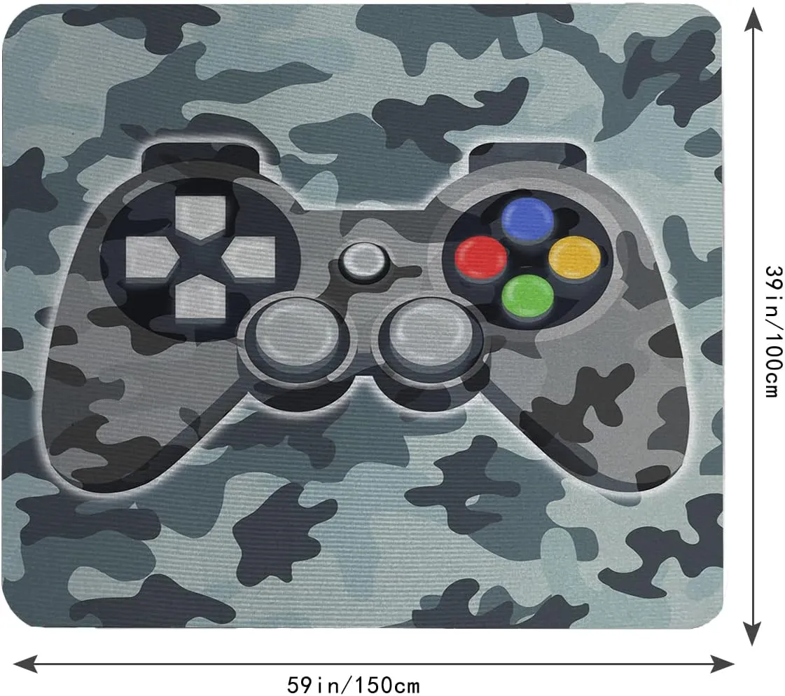 Cool Large 3D Printed Gaming Carpet Rugs for Boys Bedroom, Home Decor Kids Game Room Gamer Area Rugs, Non-Slip Gamepad Carpet for Teen Men Living Room Sofa Playroom Hard Wood Floor Mat, 59"*39"