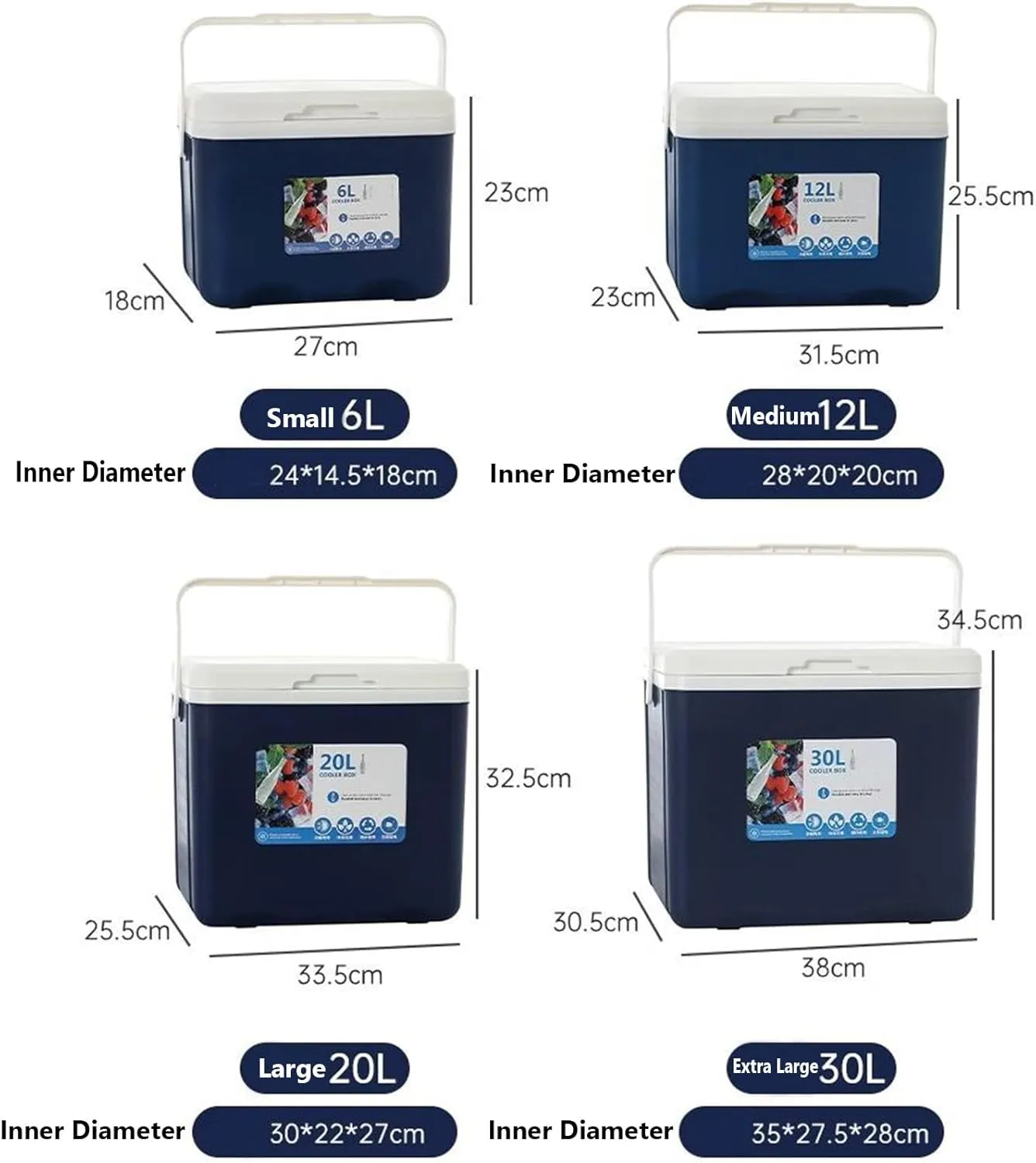 Cooler for Lifan 320/Lifan 520/Lifan 620/Lifan 720/Lifan 820/Lifan Myway Insulated Hard Ice Box Large High-Performance Storage Box Portable Cool Picnic Box Festival,A-27 * 18 * 23cm
