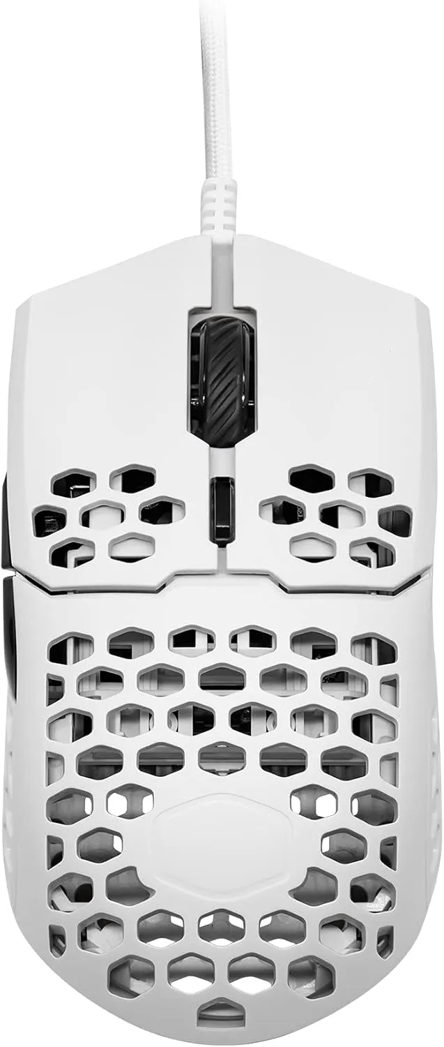 Cooler Master MM710 White Matte 53G Gaming Mouse with Lightweight Honeycomb Shell, Ultralight Ultraweave Cable, Pixart 3389 16000 DPI Optical Sensor