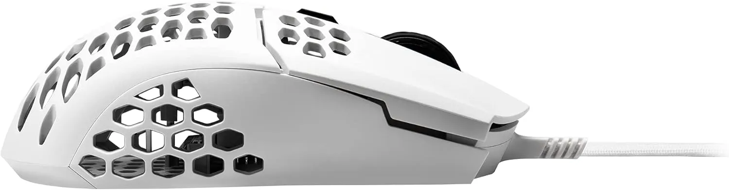 Cooler Master MM710 White Matte 53G Gaming Mouse with Lightweight Honeycomb Shell, Ultralight Ultraweave Cable, Pixart 3389 16000 DPI Optical Sensor