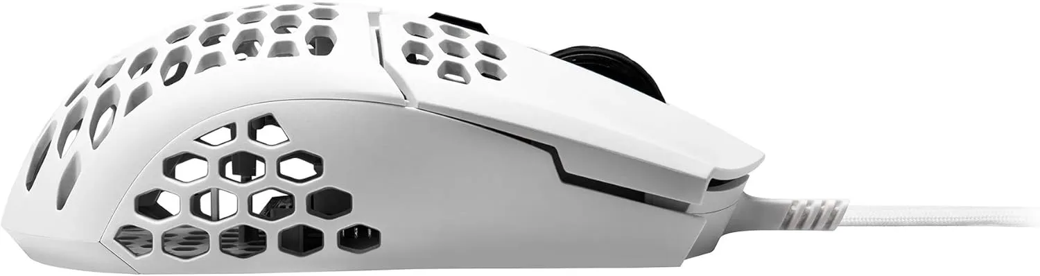 Cooler Master MM710 White Matte 53G Gaming Mouse with Lightweight Honeycomb Shell, Ultralight Ultraweave Cable, Pixart 3389 16000 DPI Optical Sensor